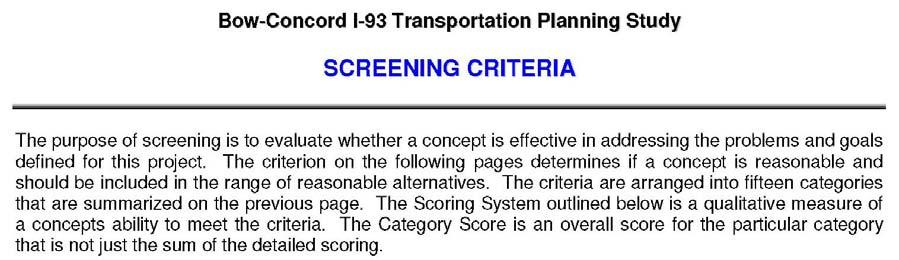 Screening Criteria Bow-Concord