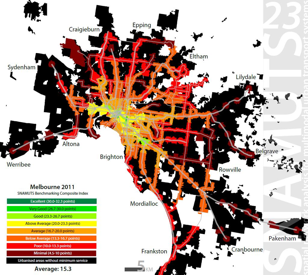 Figure 14: Greater Melbourne, SNAMUTS accessibility analysis Wiener Linien the city s public transport operator uses the slogan Die Stadt gehört Dir (the city belongs to you).