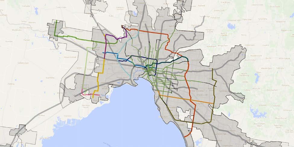 Figure 21: Suburban Light Rail priority corridors Many of these LRT routes shown in Figure 21 would provide much-needed orbital and inter-suburban connectivity between the lines of the radial heavy
