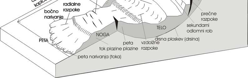 odložil. Slika 2.9 prikazuje splošno strukturo plazu. Slika 2.9 Splošni opis plazu (Ribičič, 2001a).