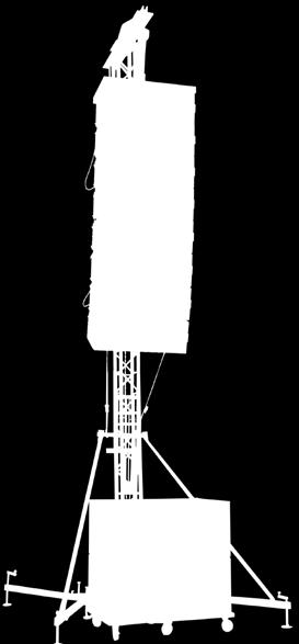 - Pieza superior más tramo triangular de 1,75m - Polipasto: de cadena de doble recorrido de 6m de longitud y carga de 1000 Kg. Tower designed to hang LINE-ARRAY systems.