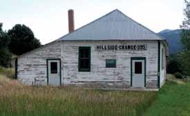 WF-18: Hillside Grange Building: MM 71.5. Built in 1926-27 along the Fremont/Custer county line, approximately 10 miles south of US-50 on CO-69, is the town of Hillside.