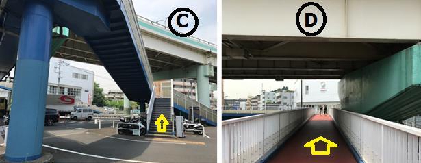 When you get on the street, turn to the right side (B). With Family mart on your right side, the road you see in front of you is the Route No. 1.
