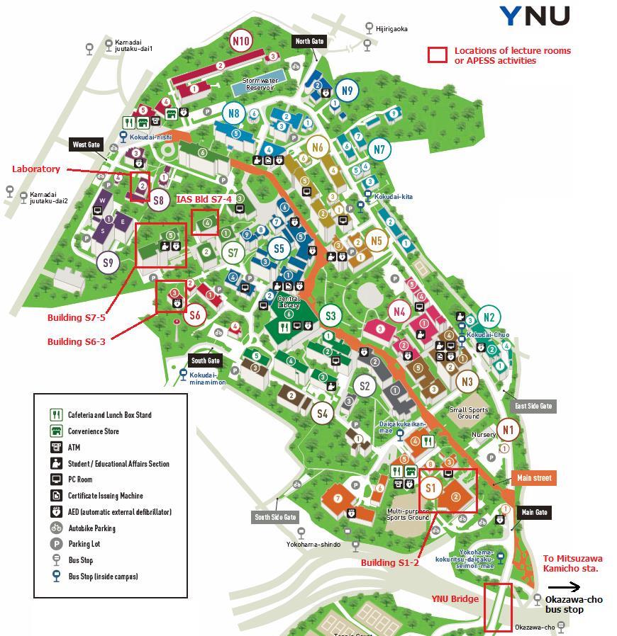 C. CAMPUS AND LOCATIONS FOR SUMMER SCHOOL ACTIVITIES Printable version of the map can be downloaded: http://www.ynu.ac.jp/english/access/pdf/ynu_map_e.
