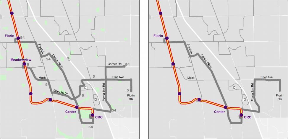 Potential Changes to Routes 5 and 54 Existing Routes 5 and 54 New Route 54 Route 5 would be combined with Route 54.