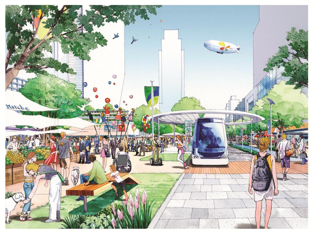 Image of Urban Space and Activities in 2025 Fresh market with locally-harvested foods Performances