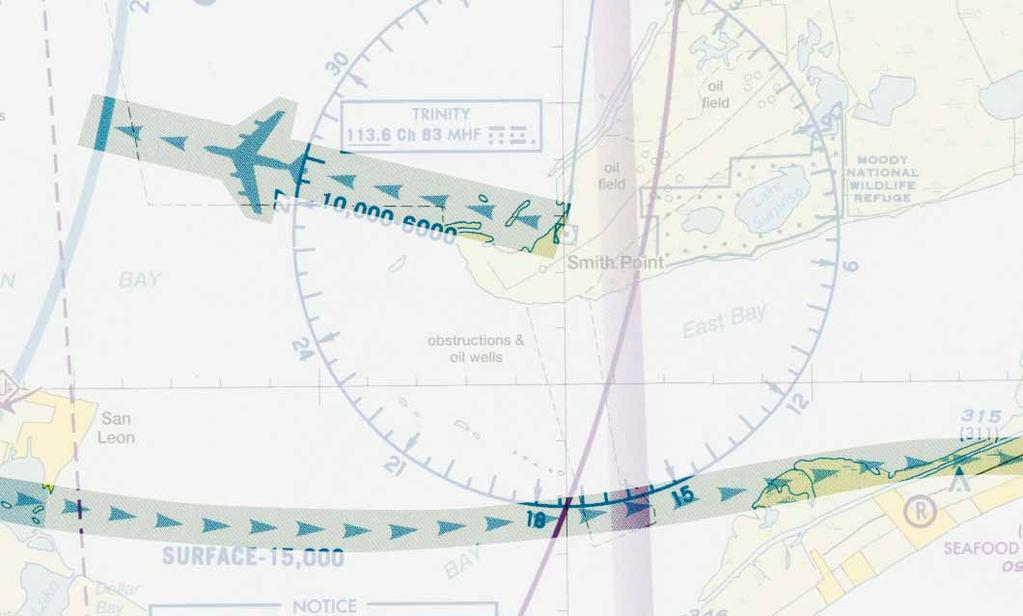 IFR Routes Ref: NACO Chart User s Guide Only depicted on VFR terminal area charts Shows arrival and departure routes and altitudes of IFR traffic into and out of the terminal area of Class B airspace