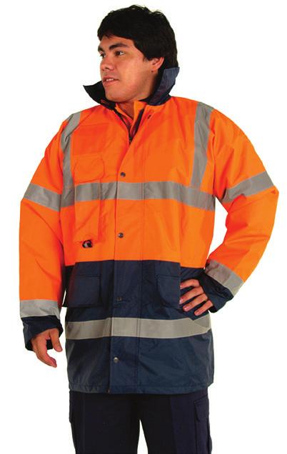 yellow/navy Product shown in orange/navy Catterick jacket Water Proof Breathable Oxford PU waterproof shell Two tone high visibility for day &