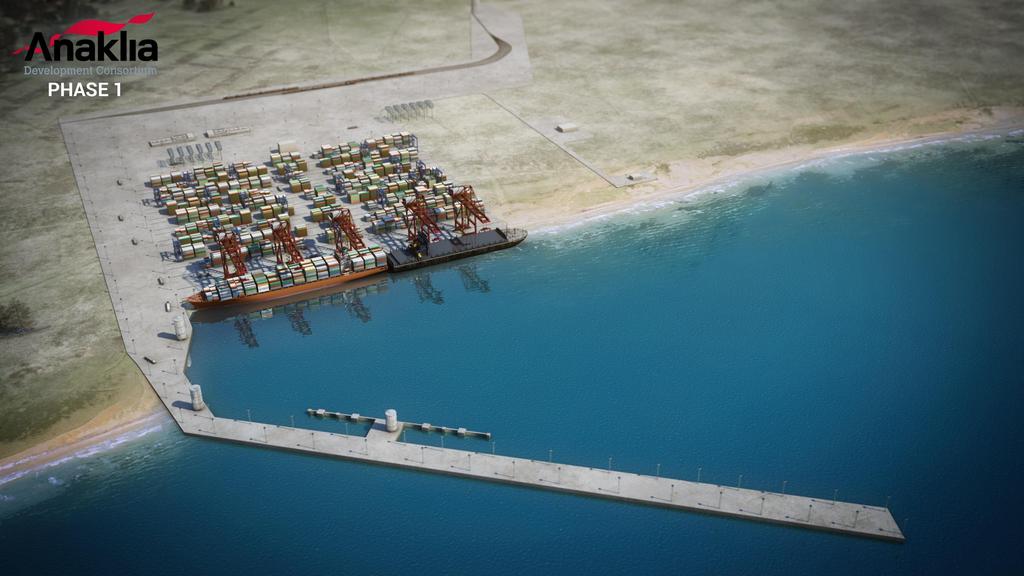 Anaklia Deep Sea Port Phase 1 Opening in 2021 Rail and road connections developed by the Government of Georgia Design Port depth of 16m CD Total Development Cost USD 540