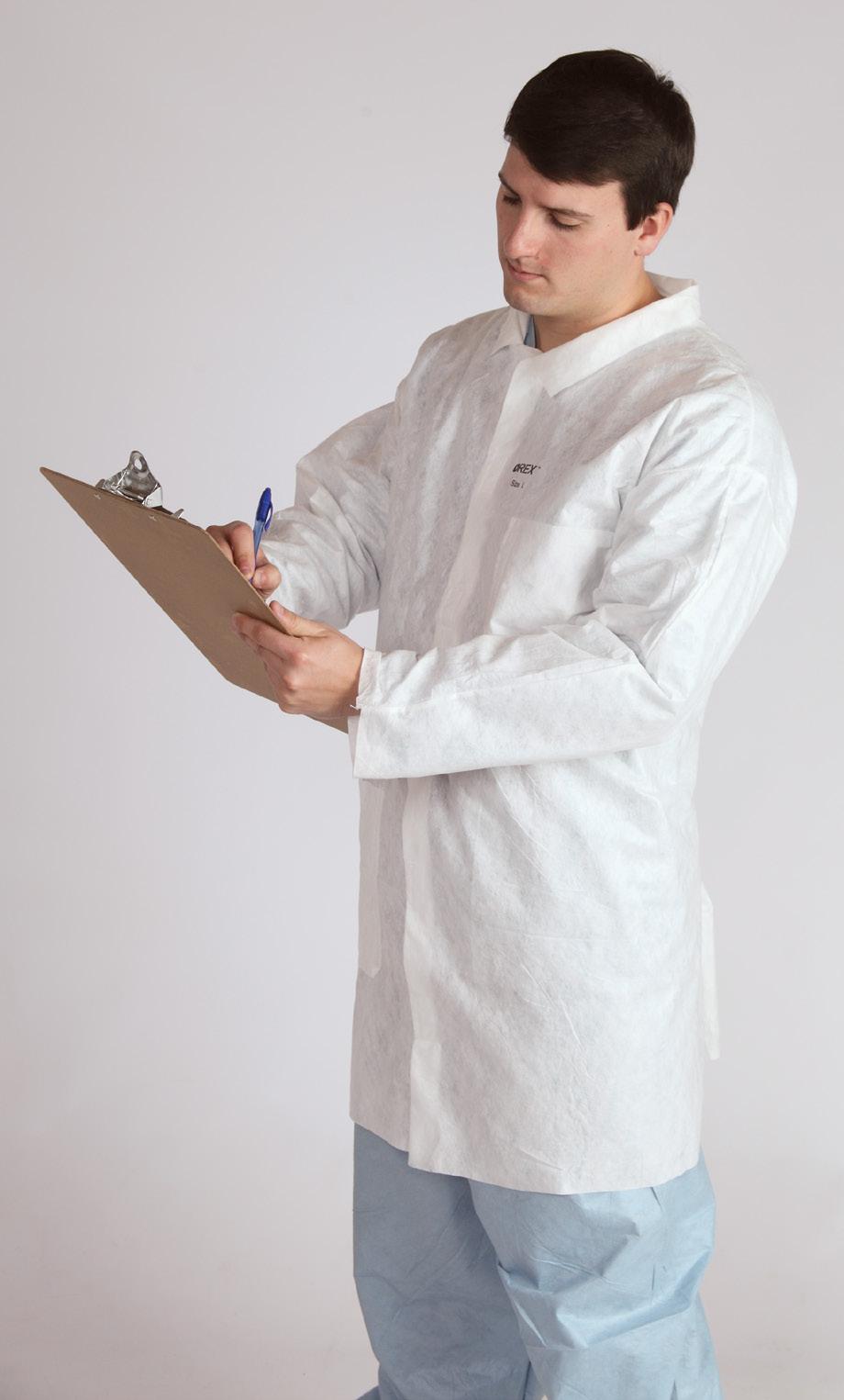 Lab coats & scrubs OREX Lab Coats Made from OREX fabric. Chest pocket and one waist pocket. Hook and loop closures.
