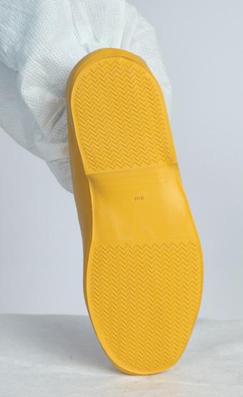 Latex Single-Use Shoe Covers Traction sole. Slip-on design. Latex Rubber Gloves Single-use, 12 cuff, textured fingertips and palm.