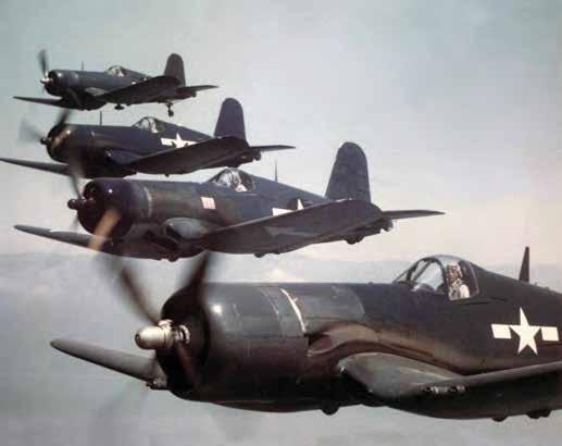 (main photo) Four Corsairs, a TBM, and three B-25s at Chino