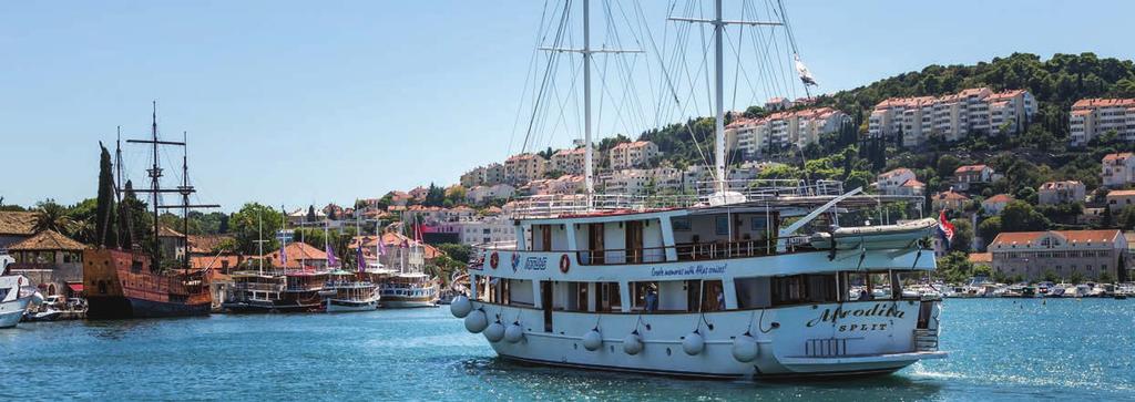 Vintage Style CROATIA CRUISING PREMIUM CRUISE M/S AFRODITA FACTS A vintage style vessel that was built in 2008. 34m long and 8.5m wide with a cruising speed of 8NM.