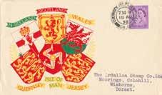 six matching illustrations with the correct postmarks.