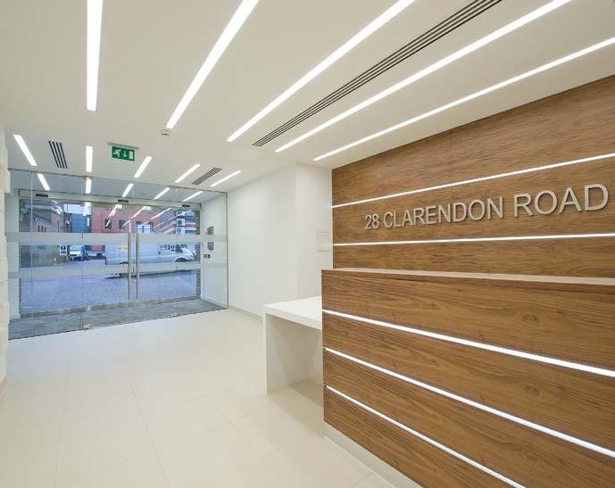28 CLARENDON ROAD 28 Clarendon Road is a high quality energy efficient headquarters office building prominently situated in the main business area of Watford town centre close to public transport,