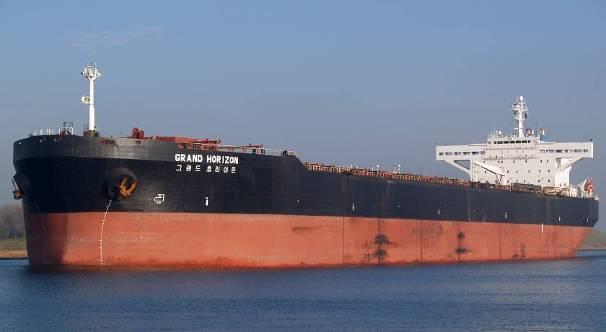Grand Horizon (ex-tropic Brilliance, ex-tromso Brilliance). IMO 9000596. Double hull tanker converted to bulk carrier in 2010. Length 274 m, 21,996 t. South Korean flag.