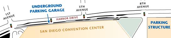 Parking at the Convention Center On-site private vehicle parking is available at the San Diego Convention Center's 1,950- vehicle underground garage located below the building.