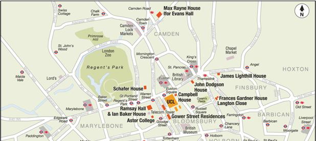 The campus at UCL is very different to Plymouth University and is spread over a large area.