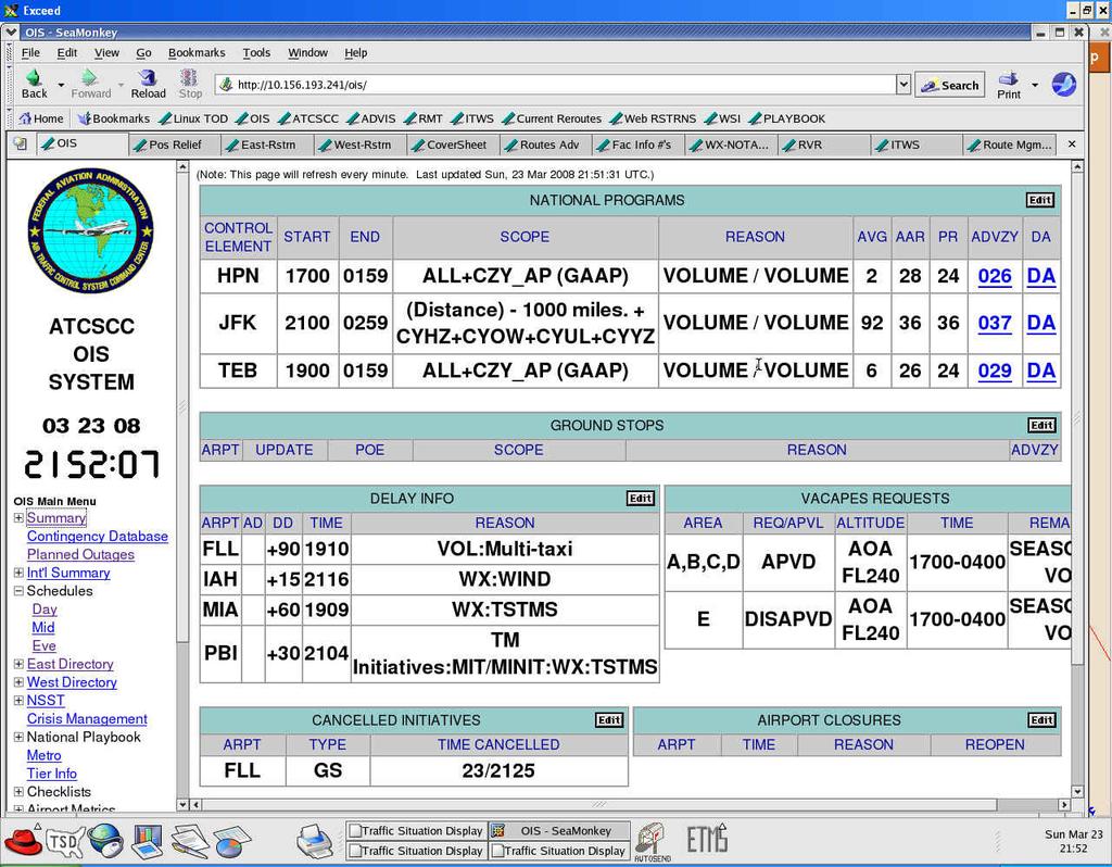 Web application available to communicate delays with FAA, Airlines, Military, and