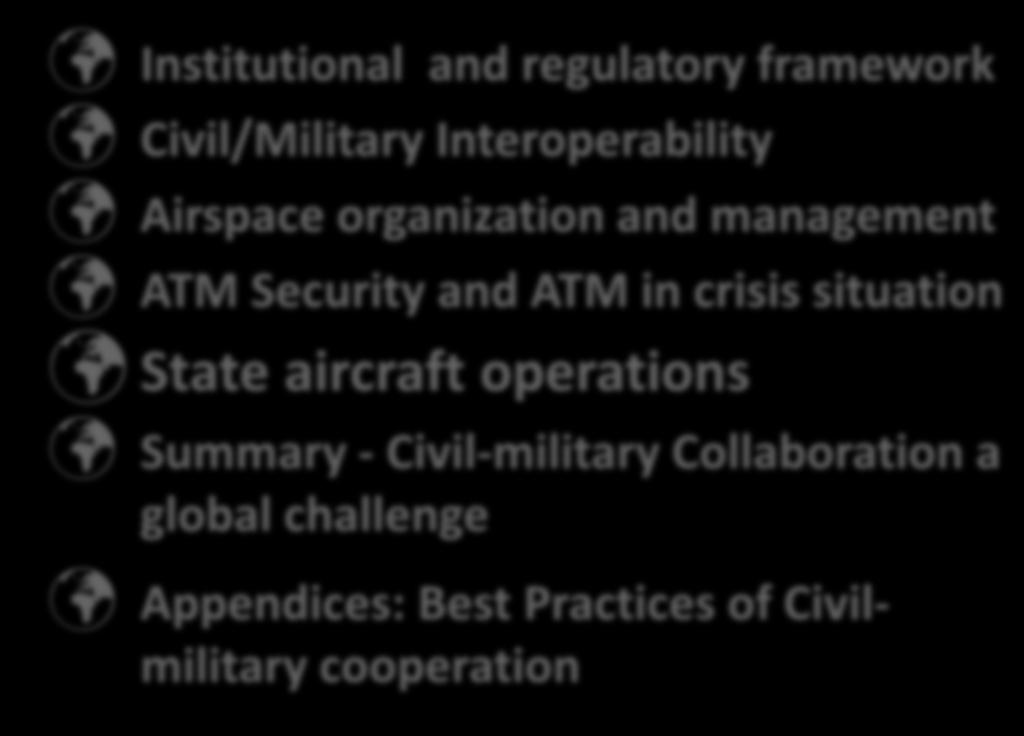 ICAO Guidance Material - Circular 330-AN/189 Institutional and regulatory framework Civil/Military Interoperability Airspace organization and management ATM Security