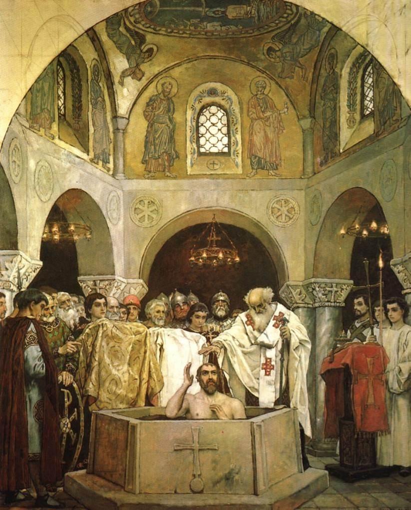 Vladimir se 987. krstio u Kijevu. Iduće godine zaprosio je za ženu Anu, sestru cara Bazilija II. i njegova brata Konstantina XIII., na što su braća pristali.