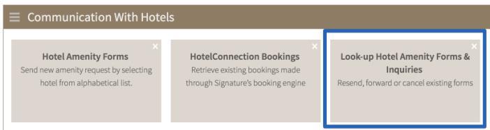 The Amenity Form, located at the top of the overview page, is pre-populated with your agent information as well as the hotel s information and is submitted directly from SigNet.