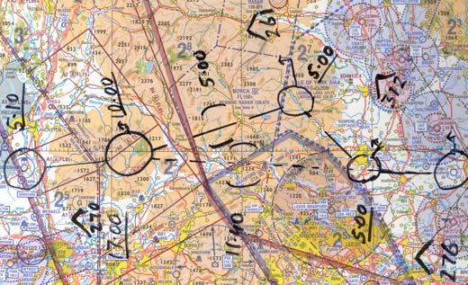e) You must expect to have to fly one of these alternative routes, so carry sufficient fuel for the longer one, and plan them both carefully with calculated times and headings.