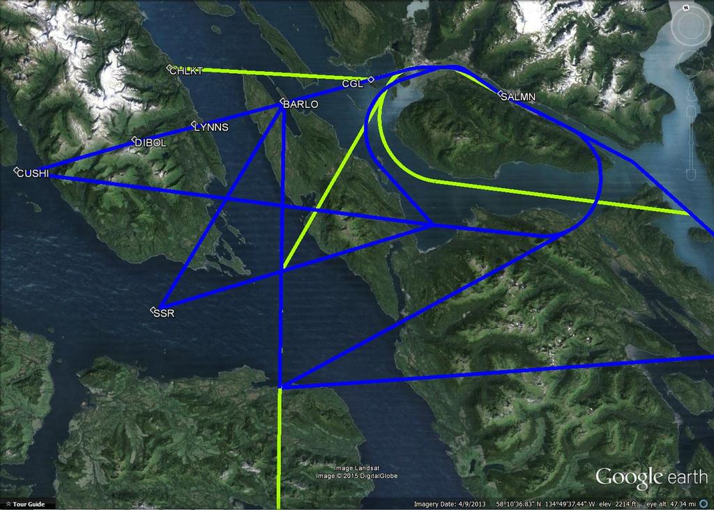 ALASKA AIRLINES ARRIVAL AND DEPARTURE PROCEDURES IFR jet traffic inbound to and outbound from the Juneau airport may be operating in instrument conditions while VFR traffic is operating below