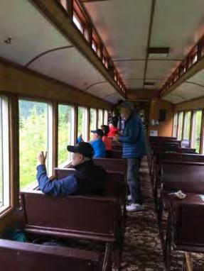 After two days of work in Dyea, volunteers enjoyed a half-day round trip ride on the historic White Pass & Yukon Route Railroad, a narrow-gauge railroad