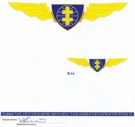 Karo lakūno profesinis ženklas. 2002 m. Navigatoriaus profesinis ženklas. 2002 m. Gelbėtojo profesinis ženklas. 2002 m. Borto techniko profesinis ženklas. 2002 m. teikiamas kaip apdovanojimas už nuopelnus aviacijai.