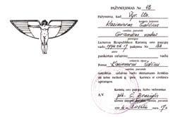 1994 metais patvirtintas KOP Orlaivio vado (Orlaivio garbės vado) ženklo eskizas Orlaivio vado skiriamasis ženklas Orlaivio vado skiriamojo ženklo pažymėjimas Apdovanojimo Orlaivio garbės vado ženklu