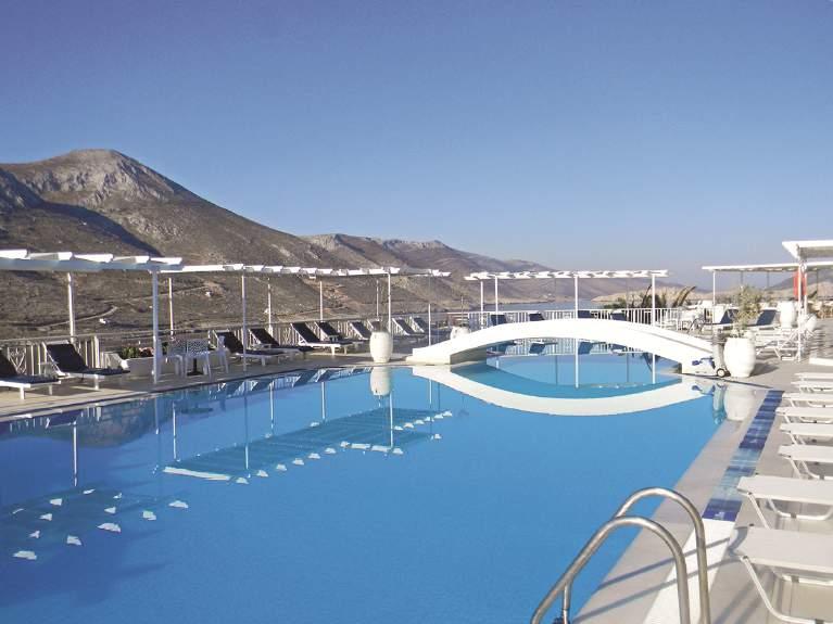 Aegialis Hotel & Spa is a hospitable retreat built in the Cycladic traditional architectural style