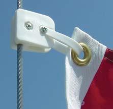 2 clips provide an easy way of attaching courtesy flags to antennas.