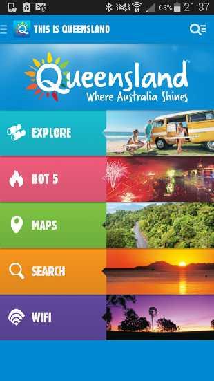 This is Queensland App This is the home screen: Tap this to pull up
