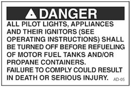 Section 7: Fuel & Propane System NOTE:Some states prohibit propane appliances to be operated during travel, especially in underground tunnels.