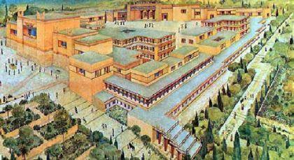 large rooms and wandering passageways In the Minoan palace was stored extra food, outside