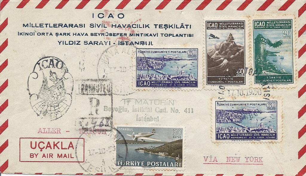 238x108 Airmail Service cover to ICAO-Montreal, 18 Nov.