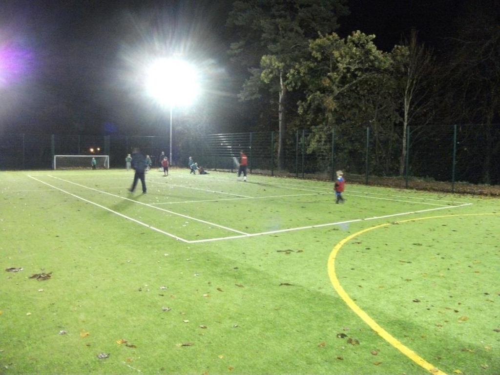weathers. Scaur Football Team train at the MUGA and two groups of local teenage boys train and play matches on it.