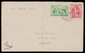 Prestige Philately - Auction No 163 Page: 3 354 C B Lot 354 1920 (Mar 15) Tauranga-Auckland #11g cover with typed "Per Aerial Mail", Victory ½d & 1d tied by 'TAURANGA/ 15MR20/NZ' cds, signed by the