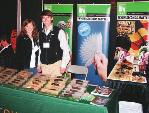Morgan Taylor, of Taylor Brands, LLC, displayed both the Schrade and Smith & Wesson knives produced by the company.