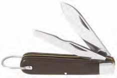 Screwdriver-tip blade 2-1/2" (64 mm) long. Screwdriver blade locks open. 1550-7 carbon steel 2-3/8" (60 mm) and 2-1/2" (64 mm) 3-3/4" (95 mm) 4.