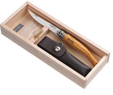 Slimline 10cm olive handle with Alpine sport sheath Taw 100 No 8 S/S walnut handle with