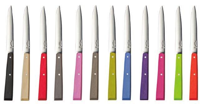 serrated & peeling knives in 3 shades of pink with white vegetable peeler