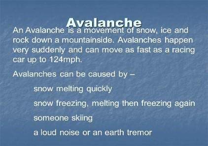 exposure to unstable conditions. The key to avoiding avalanches is to avoid terrain where avalanches can occur. Avalanche terrain is any slope steeper than 30 degrees.