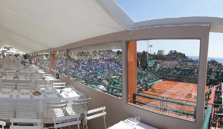 La Terrasse The comfort of the Terrasse with its panoramic view CATERING - LA TERRASSE Gastronomic lunch - SBM. Aperitif and 3-course menu. TICKETING 1st category seat on the Court Rainier III.