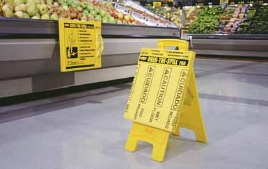 SPILL CLEANUP / SIGNS / SAFETY CONES OVER-THE-SPILL STATION PAD TABLET This slip resistant pad quickly cover spills and alerts pedestrians.