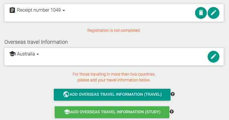 Overseas Travel Detail Page Click on the button to expand and show detailed information.
