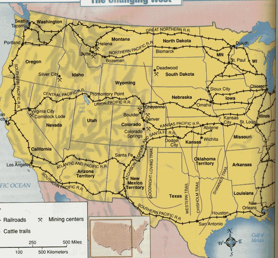 The Transcontinental Railroad It was 1,775 miles