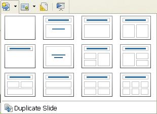 Sl.16 Umetanje novog slajda Drugi način umetanja novog slajda je u Oknu slajda (Slide Pane) u pogledu Normalan (Normal): pritiskom na desnu tipku miša na slajd iza kojeg se želi umetnuti novi slajd i