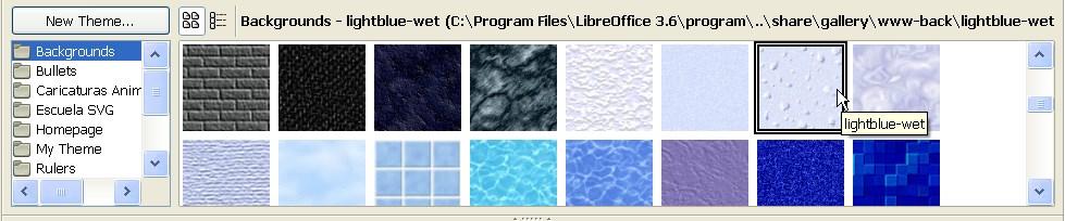 http://extensions.libreoffice.org). Nakon što se instaliraju željene pozadine, pri slijedećem otvaranju LibreOffice Impress u Galeriji (Gallery) će biti dodane instalirane pozadine. Sl.